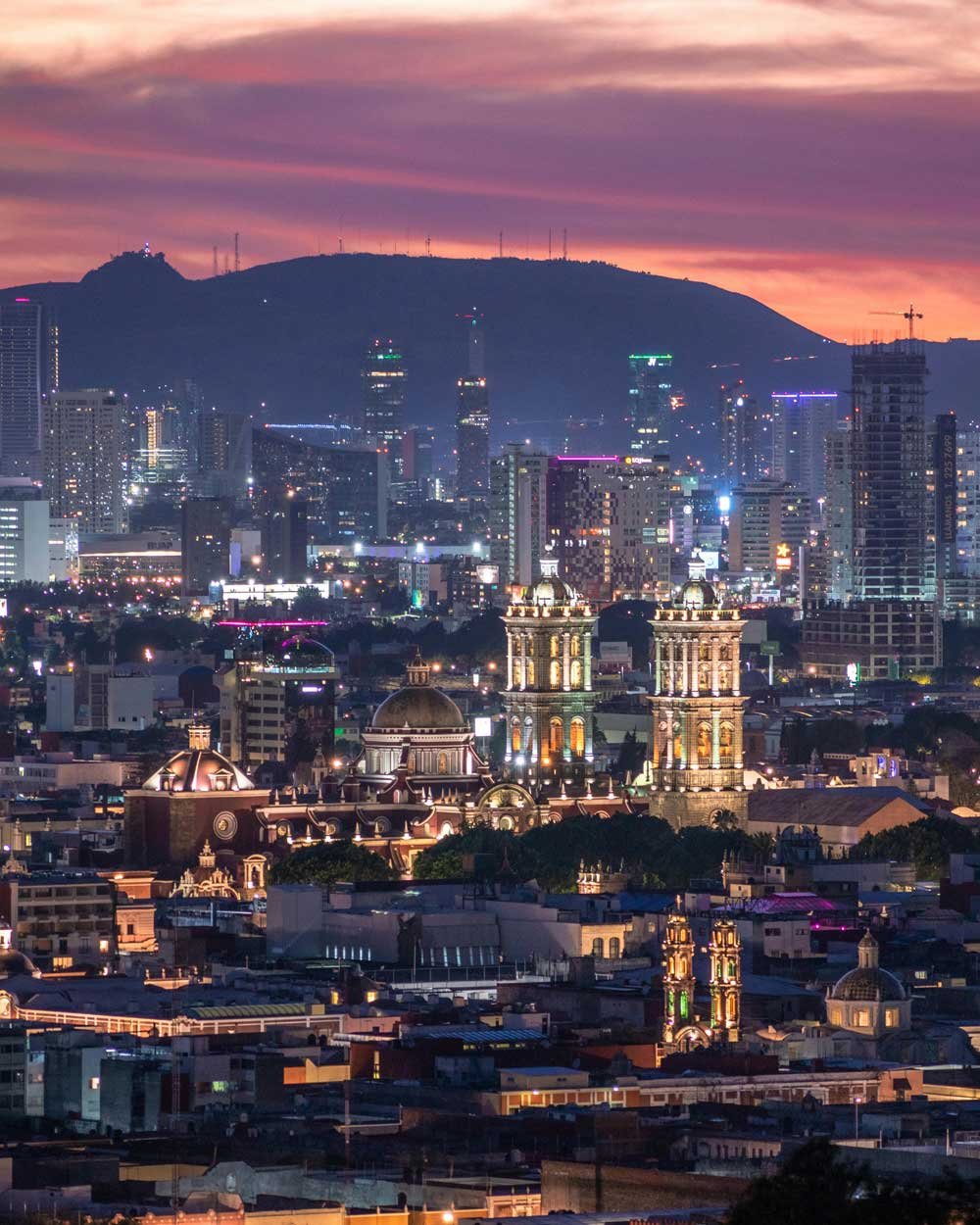 Foto de un hermoso atardecer en Puebla, México